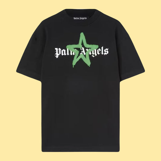 Palm Angels Star Sprayed T-Shirt - Black/Green