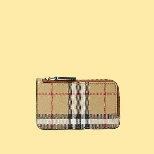 Burberry Check Zip Card Case