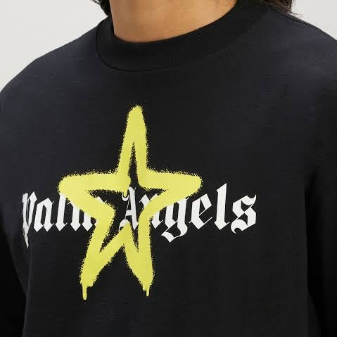 Palm Angels Star Sprayed T-Shirt - Black/Yellow