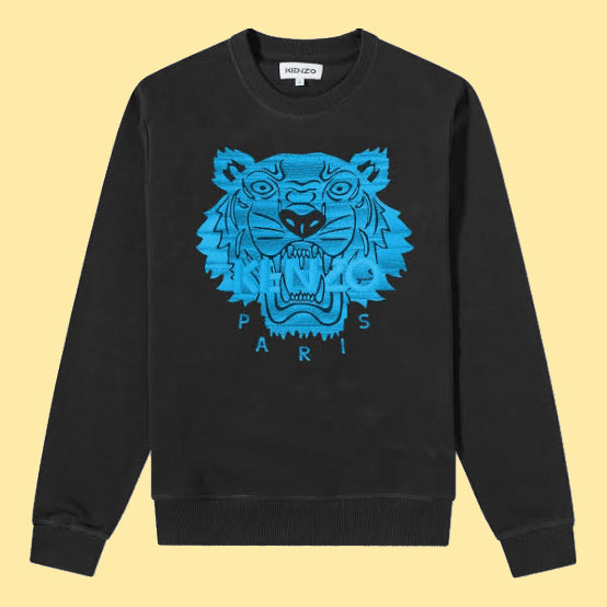 Kenzo Tiger Sweatshirt - Black/ Neon Blue