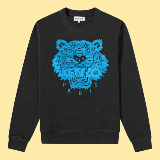 Kenzo Tiger Sweatshirt - Black/ Neon Blue