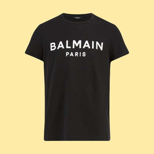 Balmain Flocked Logo T-shirt - Black/White