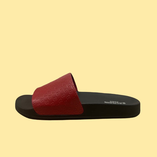 Balmain Embossed Monogram Sandal - Black/Red